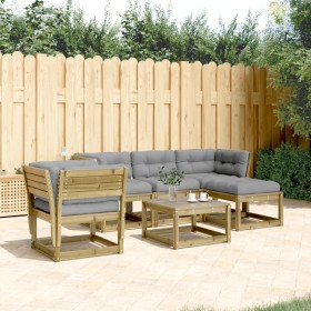 Set Divani da Giardino 5pz con Cuscini Legno Impregnato di Pino