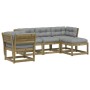 Set Divani da Giardino 5pz con Cuscini Legno Impregnato di Pino