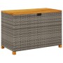 Contenitore Giardino Grigio 110x55x63cm Polyrattan Legno Acacia