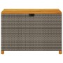 Contenitore Giardino Grigio 110x55x63cm Polyrattan Legno Acacia