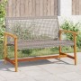 Panca da Giardino Grigia 112 cm in Polyrattan e Legno di Acacia