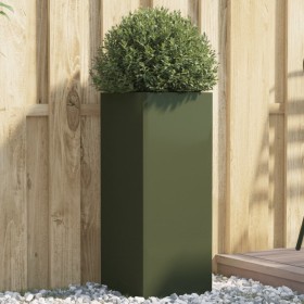 Fioriera Verde Oliva 32x29x75 cm in Acciaio Laminato a Freddo