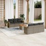 Set Divani da Giardino 7 pz con Cuscini Grigio in Polyrattan