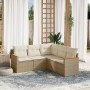 Set Divano da Giardino 5 pz con Cuscini Beige in Polyrattan