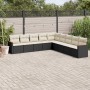 Set Divani da Giardino 9 pz con Cuscini Nero in Polyrattan