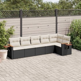 Set Divano da Giardino 6 pz con Cuscini Nero in Polyrattan