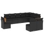 Set Divani da Giardino 10pz con Cuscini in Polyrattan Nero