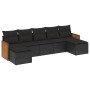 Set Divani da Giardino con Cuscini 7pz Nero Polyrattan