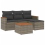 Set Divano da Giardino 5 pz con Cuscini Grigio in Polyrattan