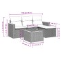 Set Divano da Giardino 5 pz con Cuscini Grigio in Polyrattan