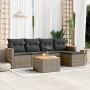 Set Divano da Giardino 6 pz con Cuscini Grigio in Polyrattan