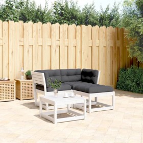 Set Divani Giardino 3 pz con Cuscini Bianco Legno Massello Pino