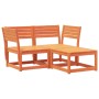 Set Divani da Giardino 3 pz Marrone Cera Legno Massello Pino