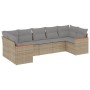 Set Divani da Giardino 7 pz con Cuscini Beige in Polyrattan