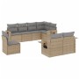 Set Divano da Giardino 8 pz con Cuscini Beige in Polyrattan