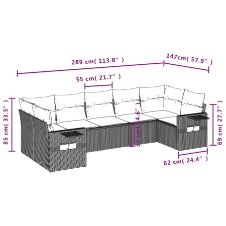 Set Divani da Giardino con Cuscini 7pz Nero Polyrattan