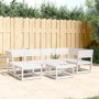 Set Divani da Giardino 6 pz Bianco in Legno Massello di Pino