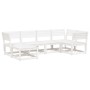 Set Divani da Giardino 6 pz Bianco in Legno Massello di Pino