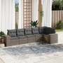 Set Divano da Giardino 6 pz con Cuscini Grigio in Polyrattan