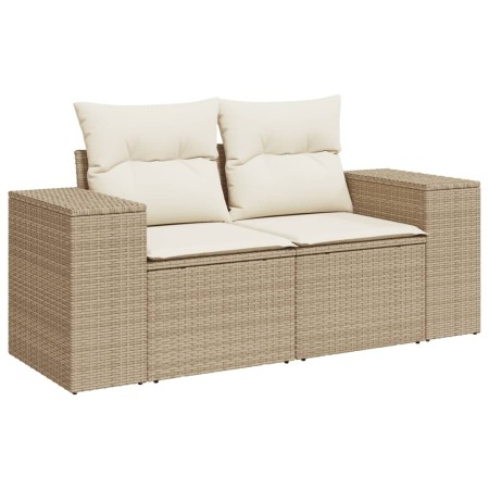 Set Divano da Giardino 6 pz con Cuscini Beige in Polyrattan