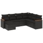 Set Divani da Giardino con Cuscini 7pz Nero Polyrattan