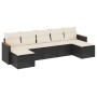 Set Divani da Giardino con Cuscini 7pz Nero Polyrattan
