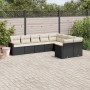 Set Divani da Giardino 9 pz con Cuscini Nero in Polyrattan