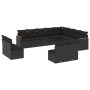 Set Divani da Giardino 12 pz con Cuscini Nero in Polyrattan