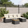 Set Divano da Giardino 6 pz con Cuscini Nero in Polyrattan