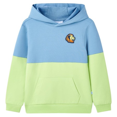 Felpa con Cappuccio per Bambini Blu e Giallo Tenue 128