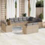 Set Divani da Giardino 12 pz con Cuscini Beige in Polyrattan