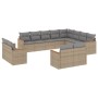 Set Divani da Giardino 12 pz con Cuscini Beige in Polyrattan