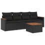 Set Divani da Giardino 5 pz con Cuscini in Polyrattan Nero