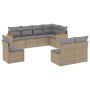 Set Divano da Giardino 8 pz con Cuscini Beige in Polyrattan