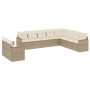 Set Divano da Giardino 10 pz con Cuscini Beige in Polyrattan