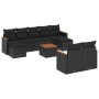 Set Divani da Giardino 10pz con Cuscini in Polyrattan Nero