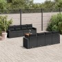 Set Divani da Giardino 9 pz con Cuscini Nero in Polyrattan