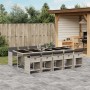 Set Pranzo Giardino 11pz con Cuscini Grigio Chiaro Polyrattan