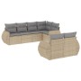 Set Divani da Giardino 7 pz con Cuscini Beige in Polyrattan