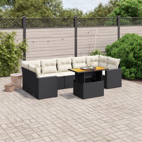 Set Divani da Giardino con Cuscini 8 pz Nero in Polyrattan