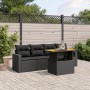 Set Divani da Giardino 5 pz con Cuscini in Polyrattan Nero