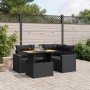 Set Divani da Giardino 5 pz con Cuscini in Polyrattan Nero