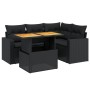 Set Divani da Giardino 5 pz con Cuscini in Polyrattan Nero