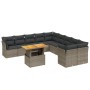 Set Divani da Giardino 11 pz con Cuscini in Polyrattan Grigio