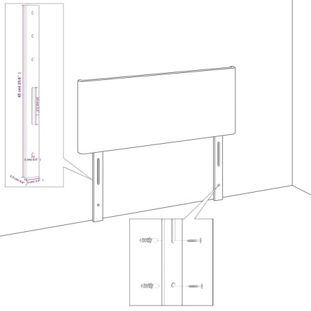 Testiera Nera 80x5x78/88 cm in Velluto