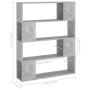 Libreria/Divisorio Grigio Cemento 100x24x124 cm