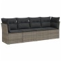 Set Divani da Giardino 4 pz con Cuscini in Polyrattan Grigio