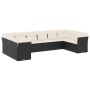 Set Divani da Giardino 10pz con Cuscini in Polyrattan Nero