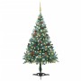 Albero di Natale Satinato Preiluminato Palline e Pigne 150 cm