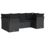 Set Divano da Giardino 6 pz con Cuscini Nero in Polyrattan